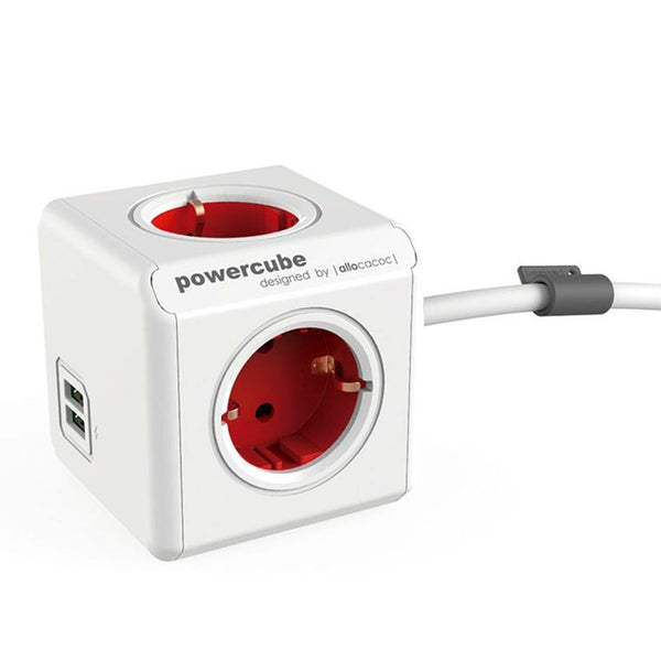 Regleta PowerCube Extended 1402RD/DEEUPC USB Rojo 1,5 m