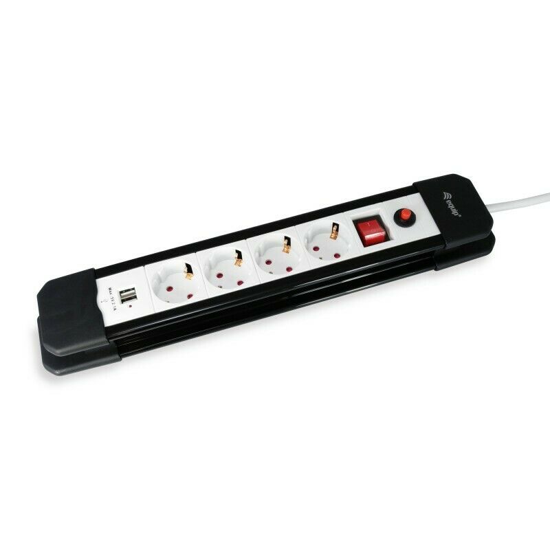 Regleta Equip 4 Tomas 1.5m + 2p Usb + Botón Apagado.