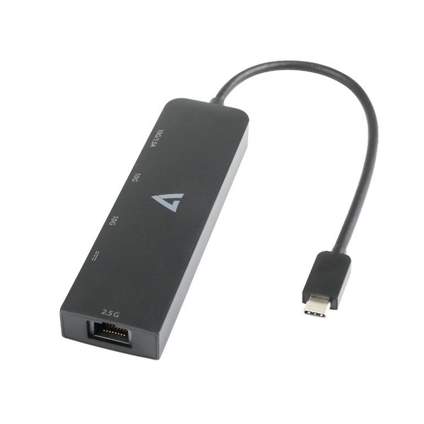Adaptador Ethernet Metronic V7UCRJ25GHUB-BLK USB-C macho a USB A hembra x 2