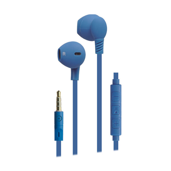 Auricular Muvit California Jack Cable Plano con Micrófono y Control Volumen Azul