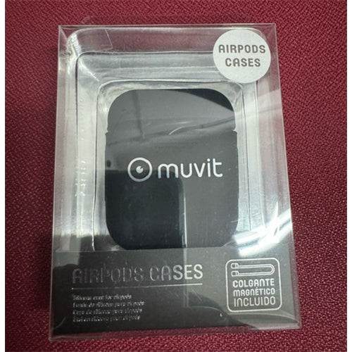 Funda Muvit Active para Apple airPods Silicona + Colgante Cuello Negro