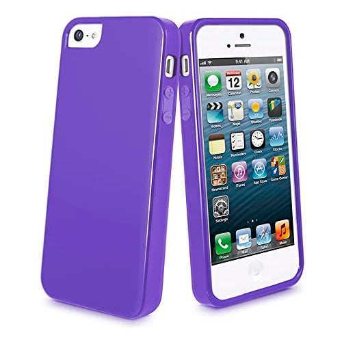 Pack Muvit con funda minigel y protector para Apple iPhone SE/5S/5 color lila.