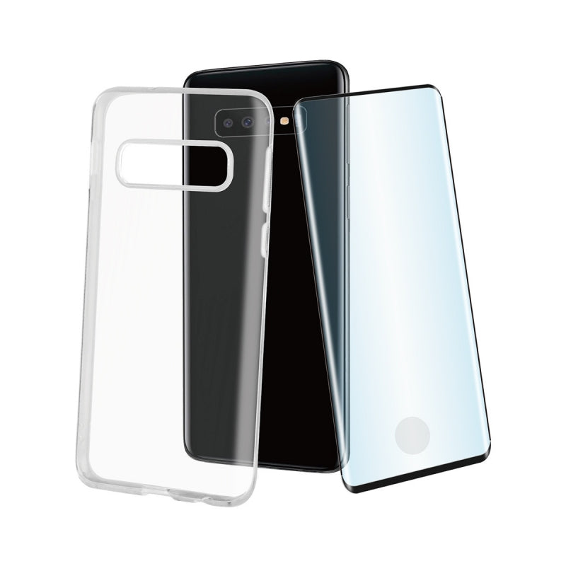 Pack Muvit para Samsung Galaxy S10+ funda Cristal Soft+protector vidrio (NUEVA)