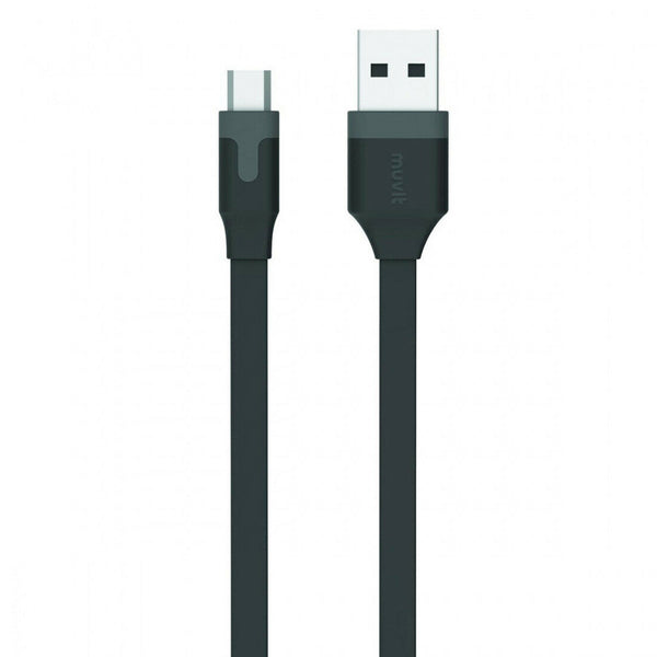 Cable Muvit USB-Micro USB 2.4A 1m negro.