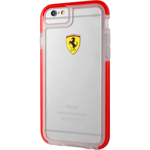 Funda original Ferrari TPU para Apple iPhone 6/6s color rojo transparente.