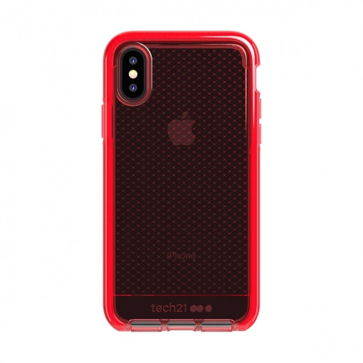 Funda Silicona Tech21 Evo Check roja transparente Apple iPhone X/Xs (sin abrir)