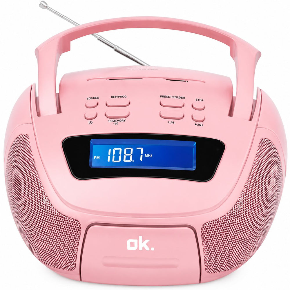Radio OK ORC1060-PK LCD Estéreo Radio FM USB/SD Rosa Usado