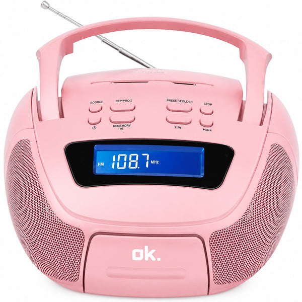 Radio OK ORC1060-PK LCD Estéreo Radio FM USB/SD Rosa Usado