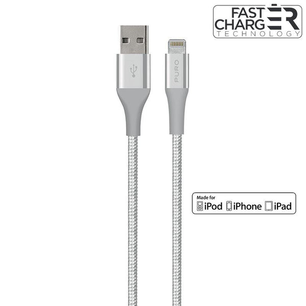 Cable USB PuroFabric K2 com Kevlar Tipo A Macho a Apple Macho 1.2 m Plateado