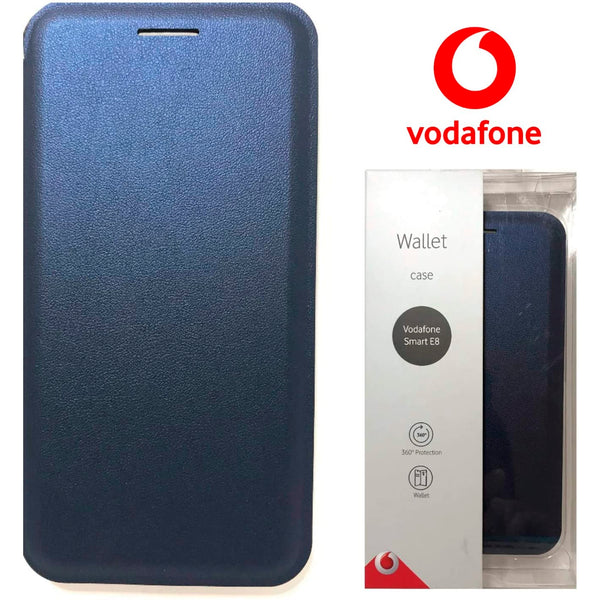 Funda original Vodafone tipo cartera con tarjetero para Vodafone Smart E8 Azul.
