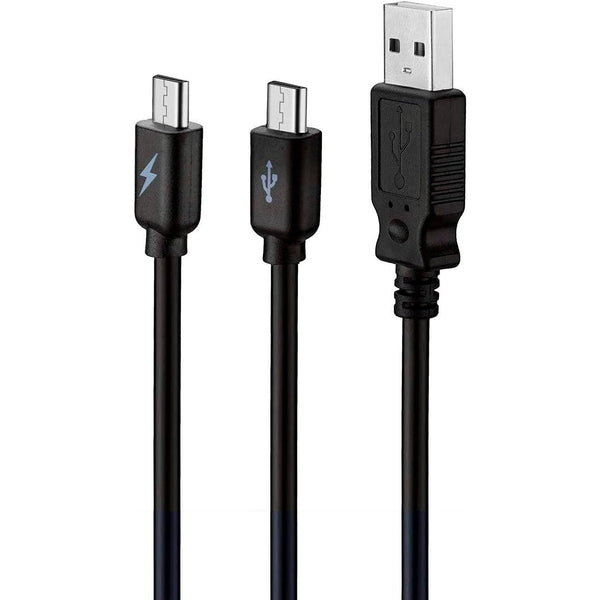 Cable Muvit USB-Doble Micro USB 3A 2m (1 Carga + 1 Carga y Datos) Negro