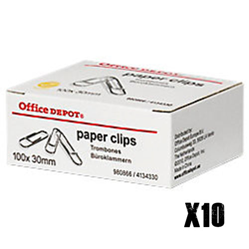Pack 10 Unidades Office Depot 4134330 – Pack de 1000 clips labiados, 30 mm