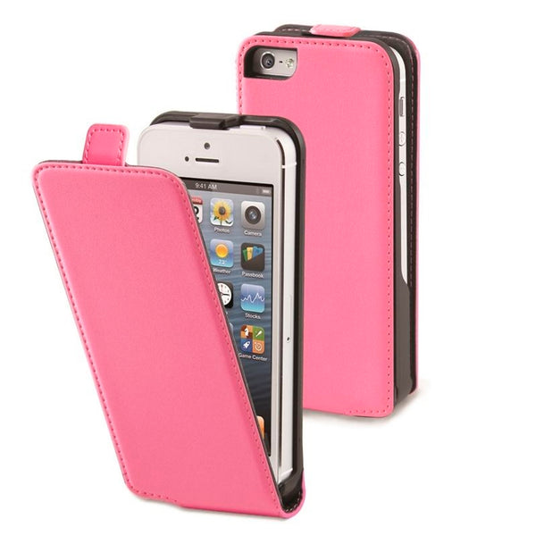 Pack Muvit Apple iPhone SE/5S/5 funda Slim rosa + protector pantalla flexible.