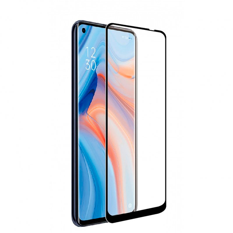 Muvit Protector Cristal Templado Curvo Friendly con Marco Negro para Oppo Reno 4