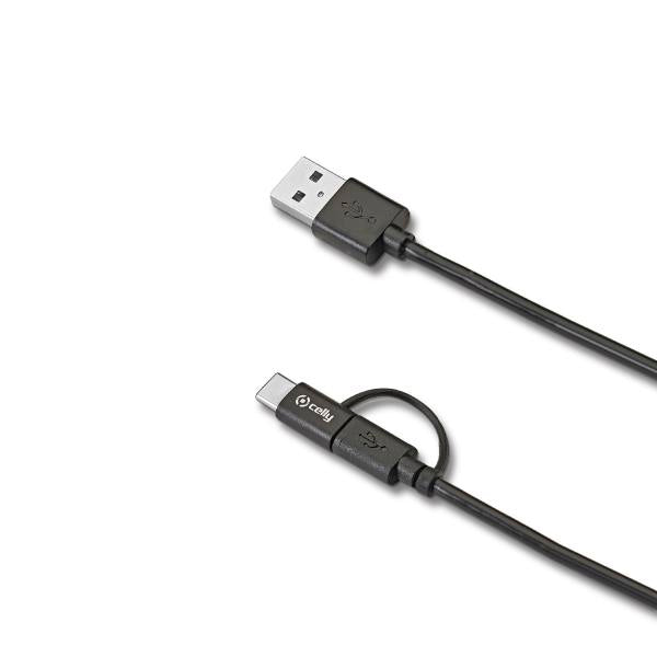 Cable Celly USBCMICRO Micro Usb Cable con USB-C 1 metro 15W negro