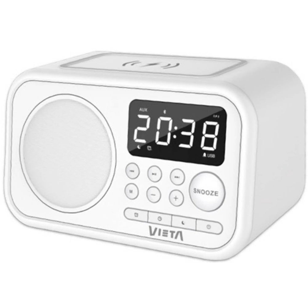 Radio despertador Vieta Pro Wake VH-AQ100WH FM Bluetooth Carga inductiva USB