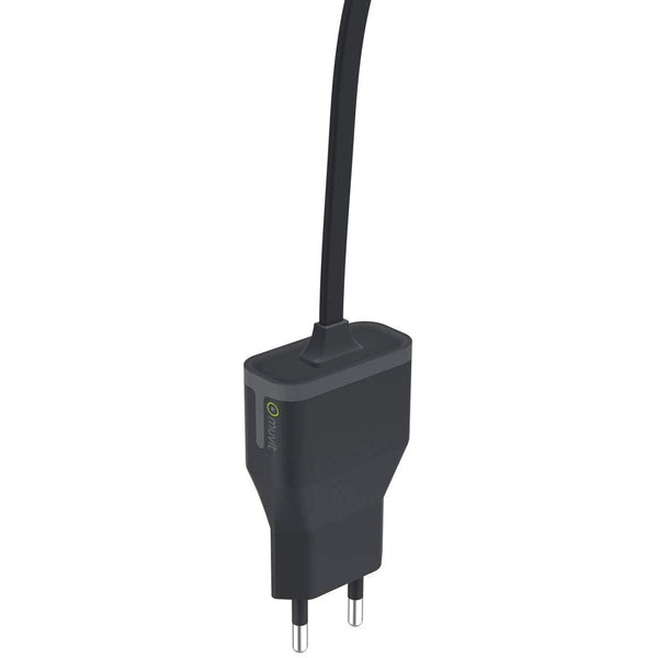 Cargador para movil Micro USB. Transformador Muvit Micro USB 2.4A Cable 1m Negro