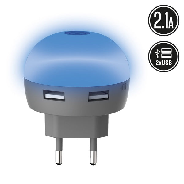 Transformador Muvit Life USB 2.1A Diode azul