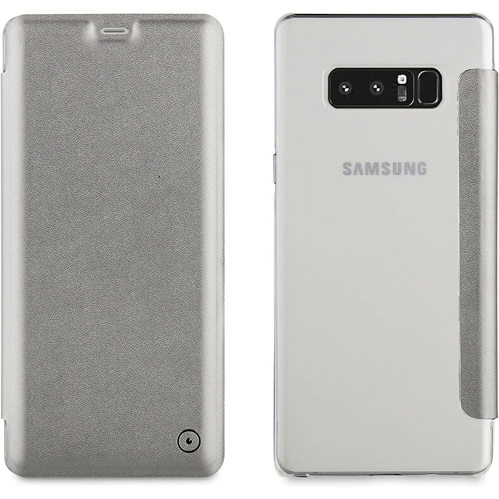 Funda Muvit Folio Parte Trasera Transparente para Samsung Galaxy Note 8 Plata.