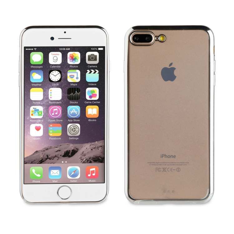Funda Muvit Life Bling para Apple iPhone 7+/8+ Transparente con Marco Plata.
