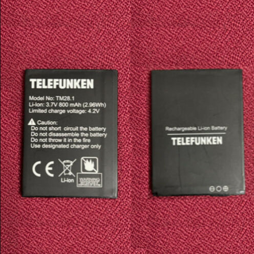 Batería Litio original Telefunken TM28 para Telefunken TM28.1 3.7V 800mAh 2.9Wh