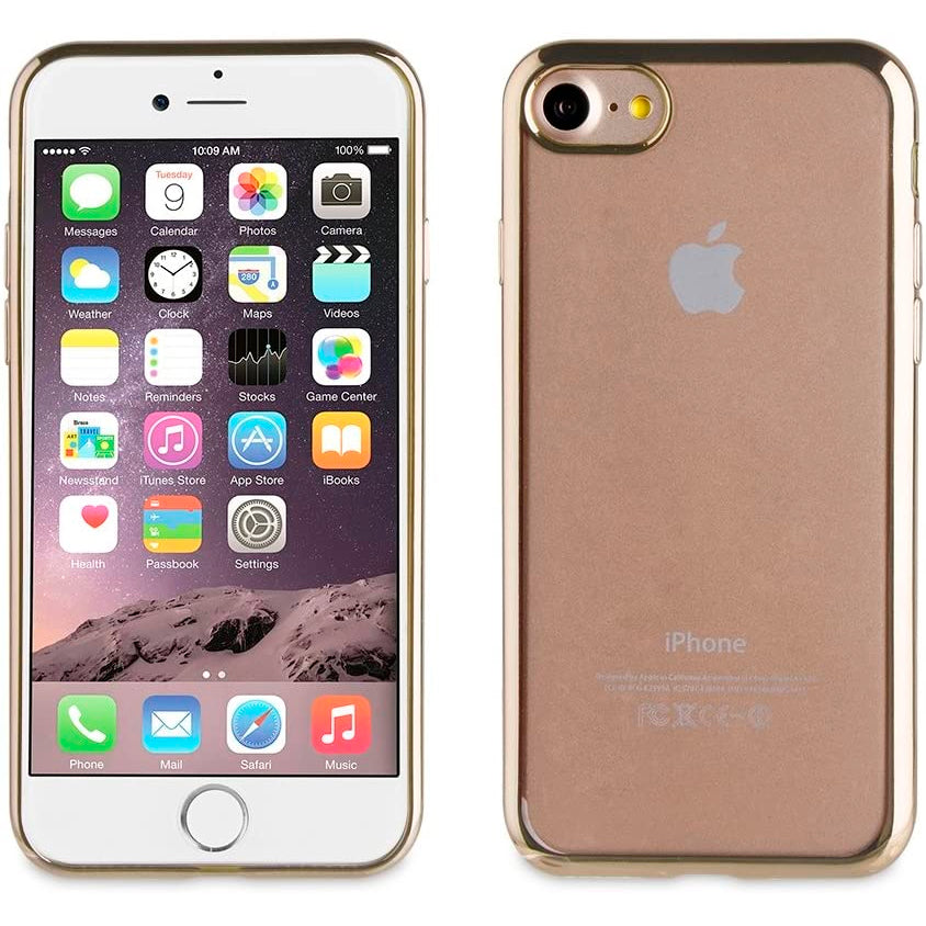Funda Muvit Life Bling para Apple iPhone 8/7 Transparente con Marco Dorado.