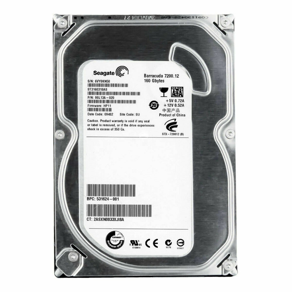Disco Duro Seagate BarraCuda 160GB 7.2K 8MB SATA II 3.5» ST3160318AS Usado