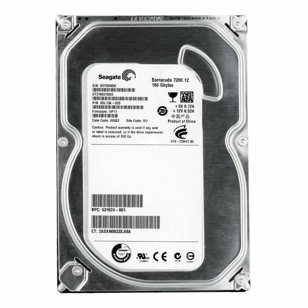 Disco Duro Seagate BarraCuda 160GB 7.2K 8MB SATA II 3.5» ST3160318AS Usado