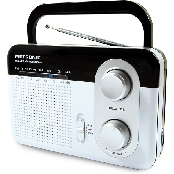 Radio Metronic 477220 portátil AM/FM gran alcance plata/negro Usado