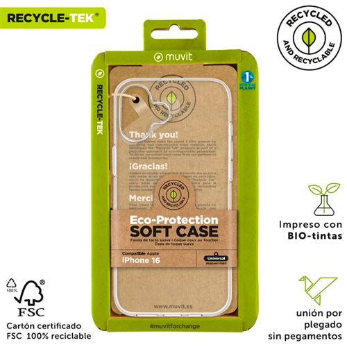 Funda Muvit for Change recycletek para Apple iPhone 16 transparente