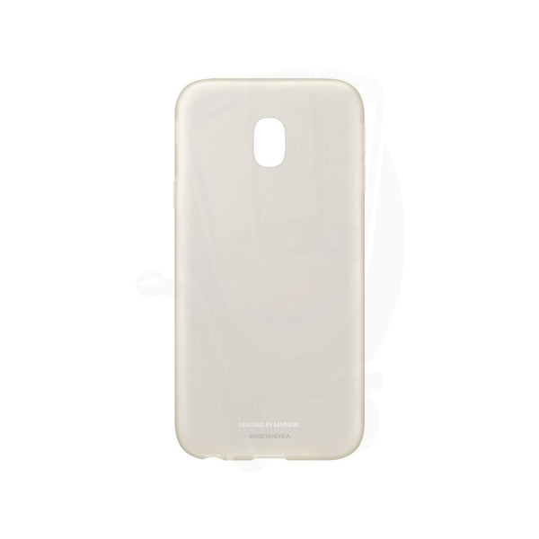 Funda original Samsung Jelly Cover para Galaxy J3 2017 color dorado.