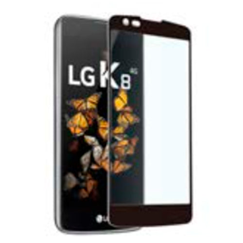 Protector de pantalla Muvit para LG K8 vidrio templado plano marco negro.