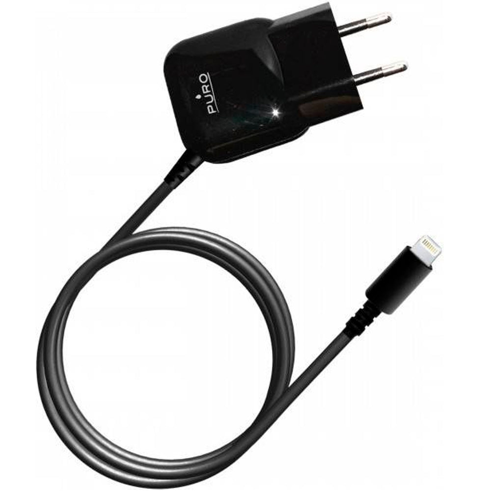 Transformador Puro Apple MFI 1A 1m negro.