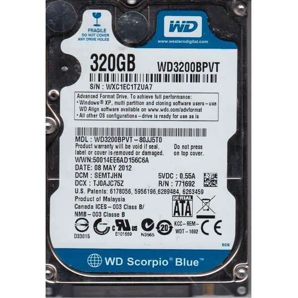 Disco Duro Western Digital WD3200BPVT Scorpio Azul 320GB 2.5» 5400RPM Usado.