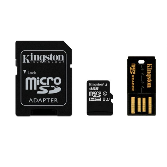 Multi Kit Kingston 4GB con Tarjeta microSD y adaptador Clase 10 Negro