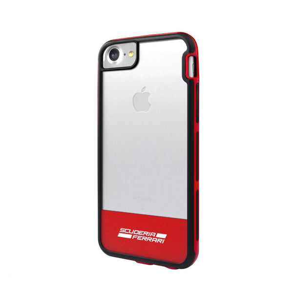 Funda Ferrari para Apple iPhone 8/7 Shockproof Racing transparente roja