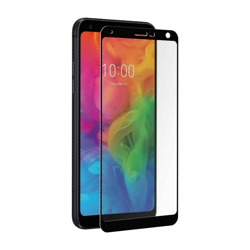 Protector pantalla Muvit para LG Q60 vidrio templado plano marco negro.