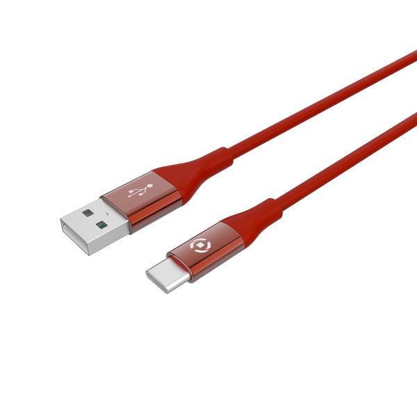Cable Celly USBTYPECCOLOR USB-A to USB-C Cable 1m 15W Rojo