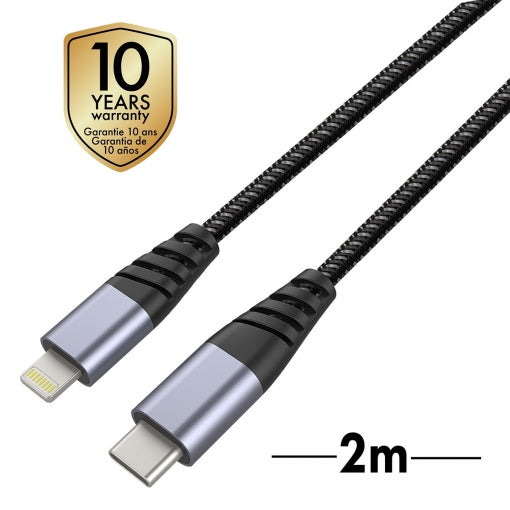Cable Muvit Tiger USB Tipo C 2.0 a Apple 3A 2m gris.