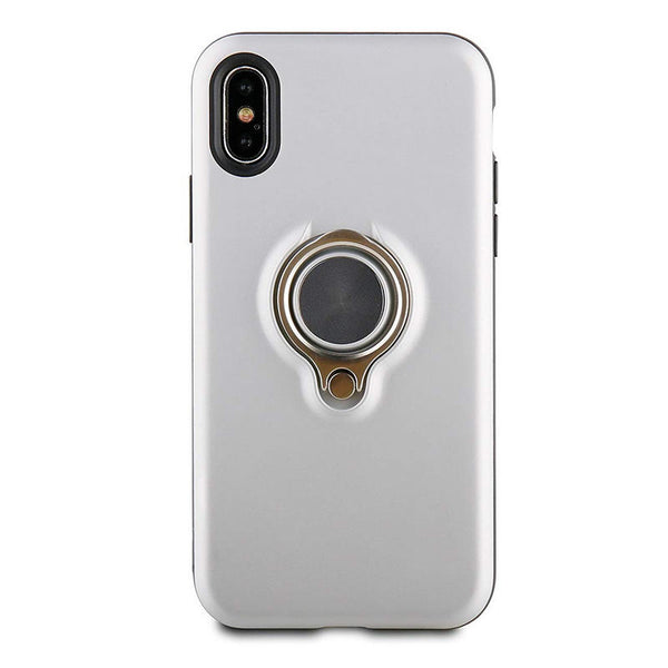 Carcasa Muvit Ring Magnética Plateada para Apple iPhone Xs/X