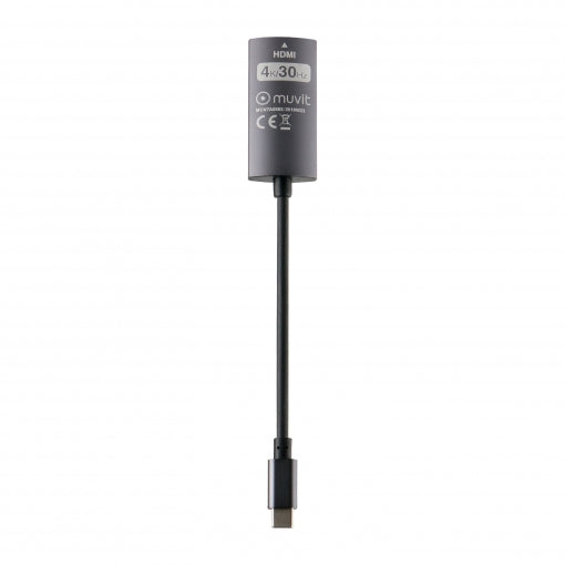 Adaptador Muvit connect Tipo C 3.0 a HDMI hembra 0,2m negro y gris (NUEVO).