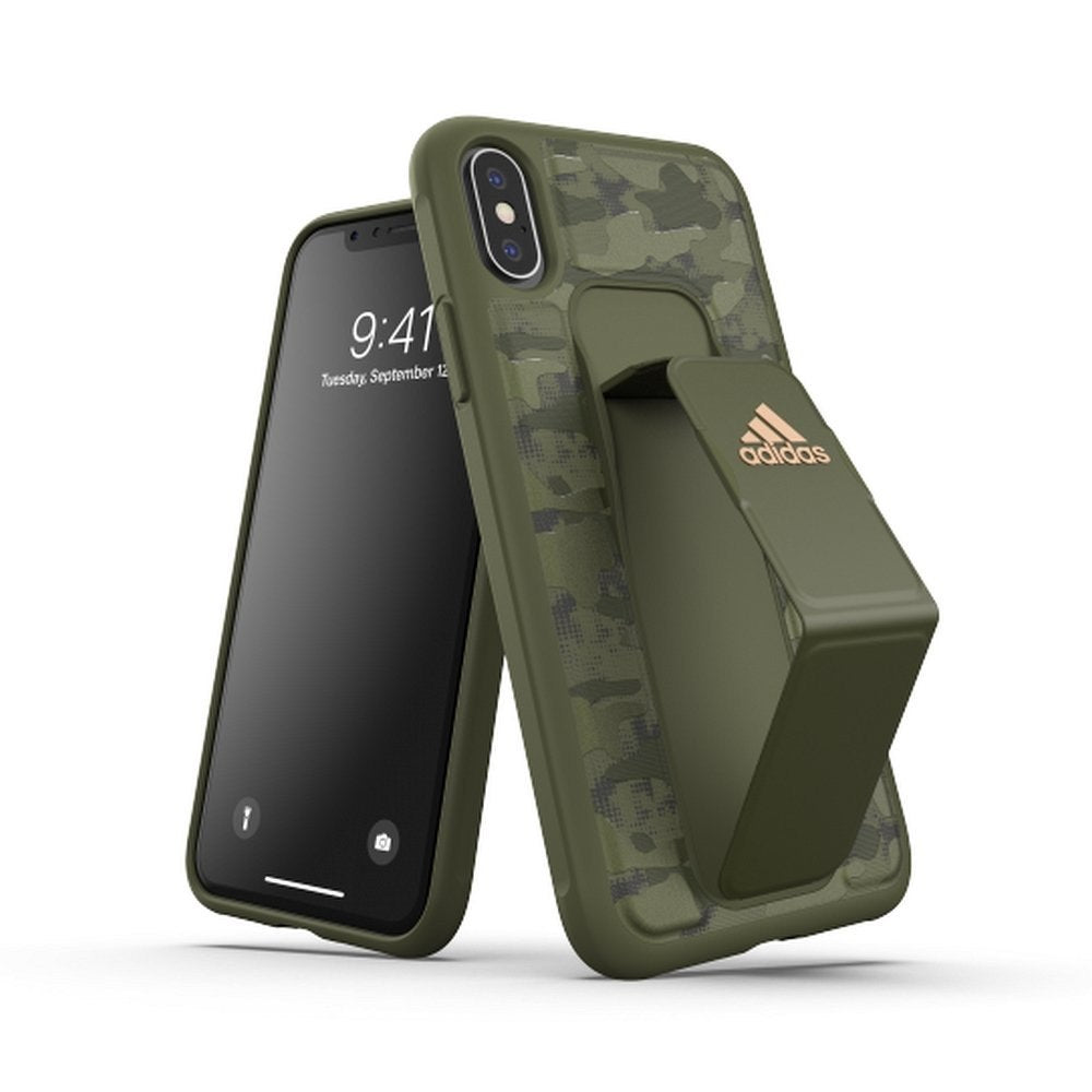 Carcasa Adidas SP Grip CAMO para Apple iPhone X/Xs color camuflaje oliva.