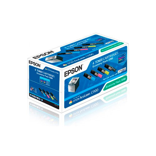 Pack de 4 cartuchos de tóner original Epson C13S050268 para Epson AL C1100.