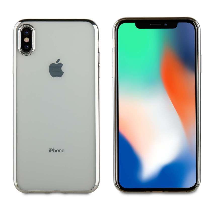 Funda Muvit Life Bling para Apple iPhone XS MAX borde plata.