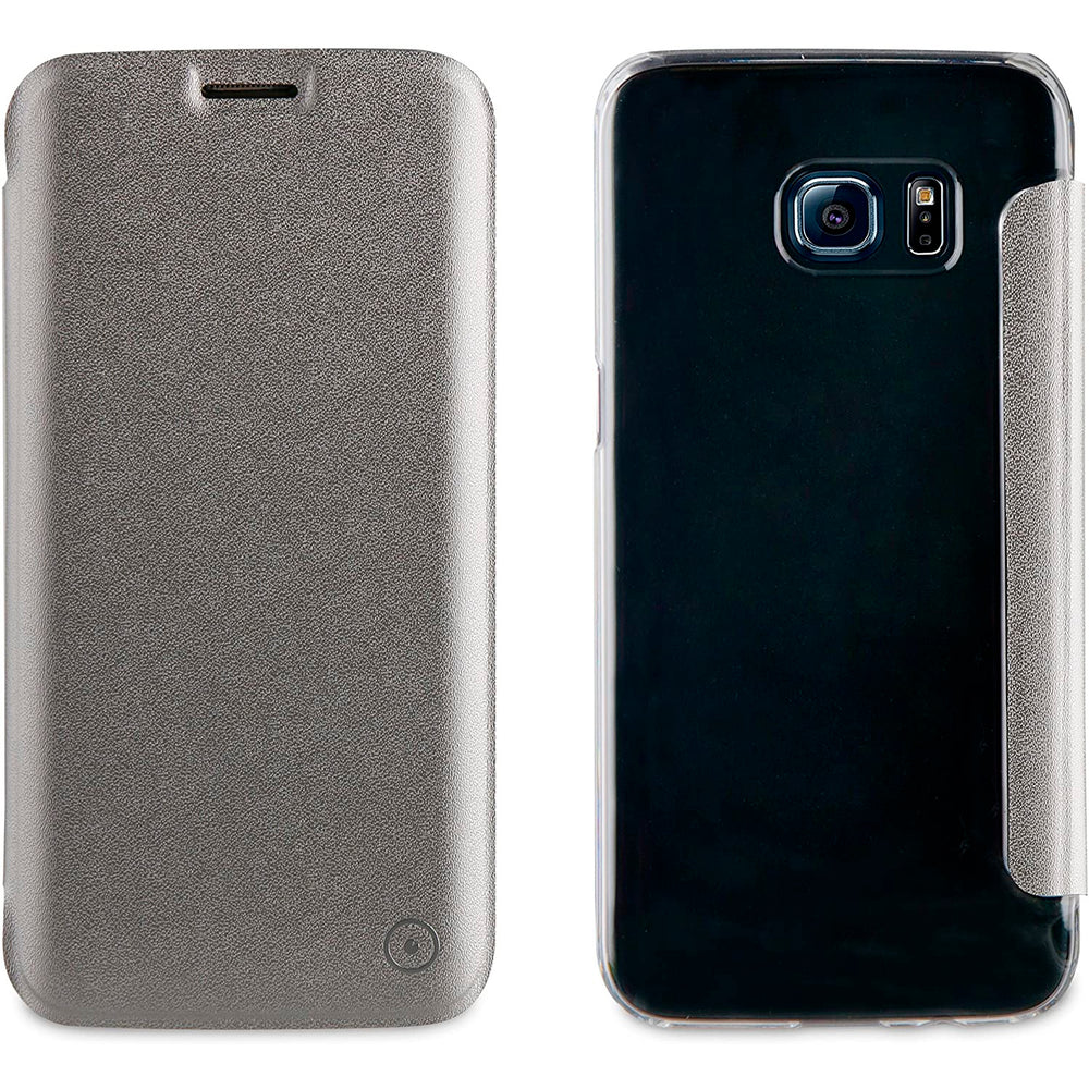 Funda Muvit Folio para Samsung Galaxy S7 Edge parte trasera transparente plata.