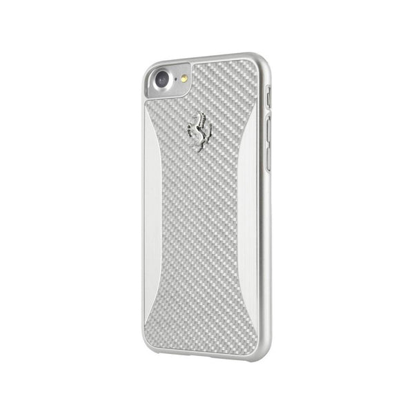 Carcasa original Ferrari con Fibra de Carbono para Apple iPhone 7+/8+ plata.
