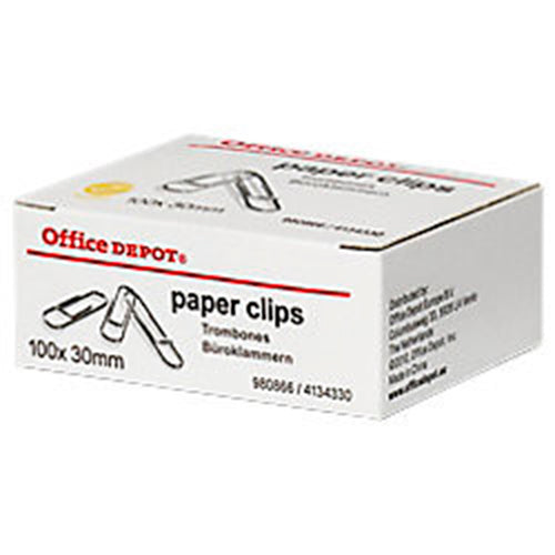 Office Depot 4134330 – Pack de 100 clips labiados, 30 mm