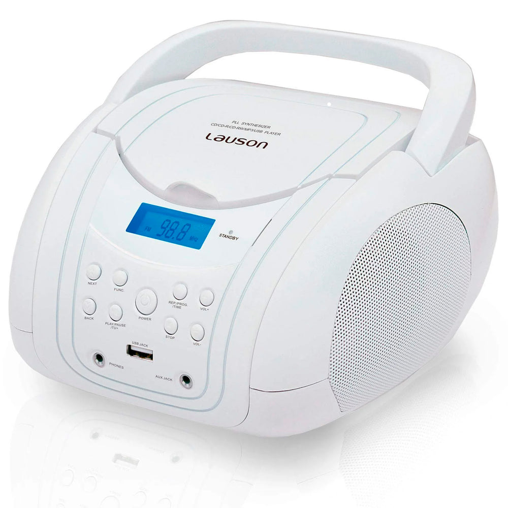 Reproductor CD Lauson CP756 – Boombox Blanco Usado **Sin embalaje original**