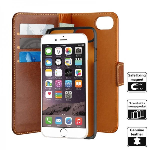 Funda Puro Piel Duetto para Apple iPhone 6 / 6s / 7 / 8 color marrón