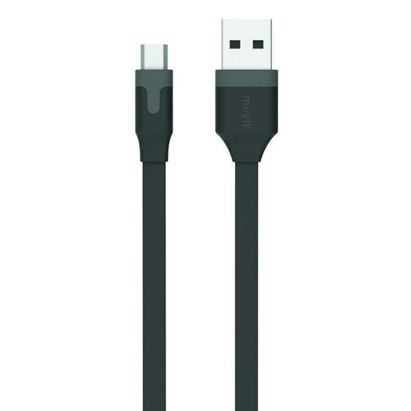 Cable Muvit USB-Micro USB 2.4A 0.2m negro.